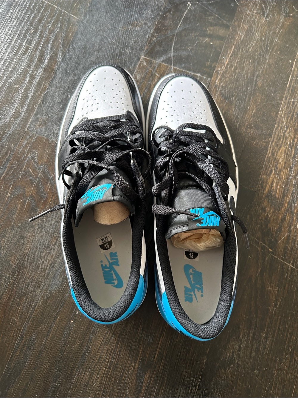 Nike Air Jordan 1 Retro OG ‘UNC’ Men’s Low-Top Sneakers - Black/White/Blue Teal - Picture 5 of 7
